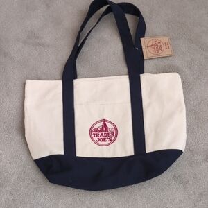 Trader Joe's Cream and Black Tote Bag